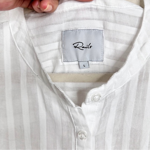 Rails NWOT Angelina Dress White Shadow Stripe Cotton Large - Picture 13 of 16